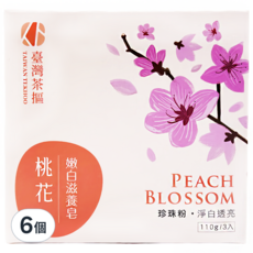 TAIWAN TEKHOO 臺灣茶摳 桃花嫩白滋潤皂, 6個, 110g