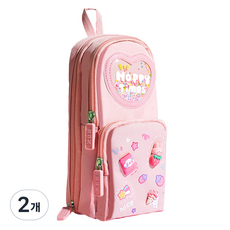 아트조이 스탠딩 백팩 필통, 핑크 딸기토끼, 2개