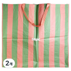 시크 타포린 쇼퍼백, 스프링 코랄 스트라이프, 2개