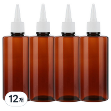 Glassdomae 棕色透明尖頭白色瓶蓋空瓶 AC200, 200ml, 12個