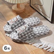 Melly Shop 防樓層噪音可水洗緩衝貓咪室內拖鞋, 灰色, 6個