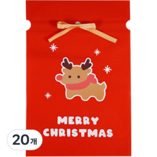 Donna&deco 聖誕節禮物包裝不織布袋 22 x 32 cm, 20個, 紅色 亮晶晶魯道夫