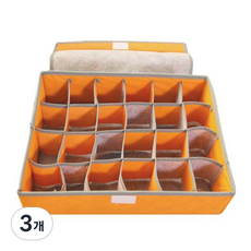 마켓감성 24칸 숯 양말 보관함, 오렌지, 3개