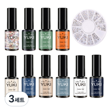YUKI 清潭洞美甲 10款 B套組, 凝膠美甲 10款 + 水晶美甲鑽飾組, 3套
