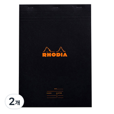 RHODIA Meeting上端釘書針備忘便條紙 n16 A5 164009C, 黑色, 2個