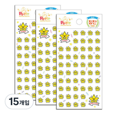 쁘띠팬시 한글별 칭찬스티커 6p, 혼합 색상, 15개입