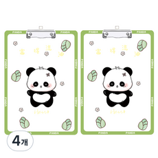 머니풀 판다 배색 클립보드 A4, 판다 그린, 4개