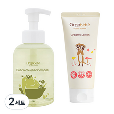 Orgabebe All in one寶寶泡沫洗髮沐浴乳 500ml+乳霜 180ml, 2組