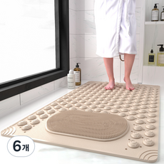 루미온 발세척 미끄럼방지 풋브러쉬, 베이지, 6개, 1개입