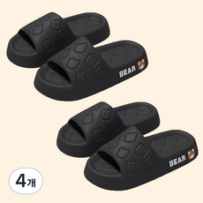 데이소이 말랑말랑 폭신한 베어 거실화, 블랙, 4개