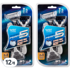 포멀비 포맨 퍼펙트5 휴대용 일회용 면도기 5중날 보너스팩, 3개입, 12개