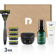 DORCO 臉部5種風格基本新手組 基本V2組, 刮鬍刀+5片刀片+頭套+精華液+潔面泡沫, 3組