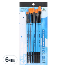 마리에스 시나아트 수채화 붓 혼합 6종 세트 G1146, 2호, 4호, 6호, 8호, 10호, 12호, 6세트