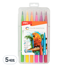 deLi 得力 彩色毛筆 12種組 C103-12C, 黑色、棕色、紫色、藍色、淺藍色、綠色、淺綠色、黃色、橘色、粉紅色、紫色、紅色, 60個