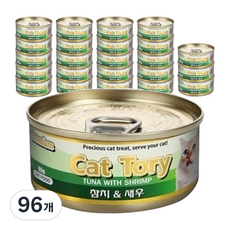 캣토리 고양이 캔, 참치 + 새우 혼합맛, 80g, 96개