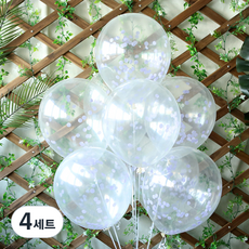 파티해 써클 컨페티풍선 20p + 손펌프 랜덤발송 +컬링리본 + 스펀지닷 세트, 라벤더, 4세트