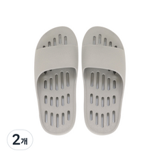 샤바스 부드러운 플랫 물빠짐 욕실화, 라이트그레이, 2개