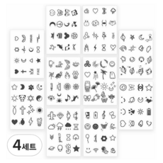 THE狎鷗亭姐姐 半永久迷你DIY刺青貼紙 160款套組, 4套, 黑藍色