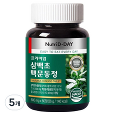 뉴트리디데이 프리미엄 삼백초 맥문동정 36g, 60정, 5개
