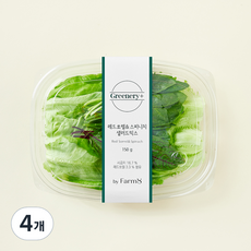 Greenery+ 무농약 인증 레드쏘렐 & 스피니치 샐러드믹스, 150g, 4개