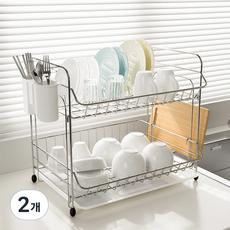 코멧 키친 식기건조대 2단 41.5 x 34 x 37.5 cm, 화이트, 2개