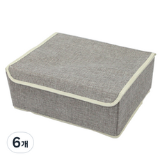 亞麻內衣收納盒 13格 灰色, 6個