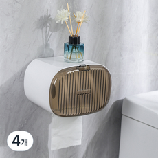 솔브리빙 청결 화장실 방수 투명 두루마리 두루말이 휴지케이스, 화이트, 4개