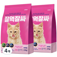 잘먹잘싸 전연령용 고양이 건식사료, 2kg, 가수분해 연어, 4개