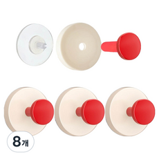 kkalkkeumdeohagi 超強力吸盤掛鉤 免打孔吸盤, 紅色, 8個