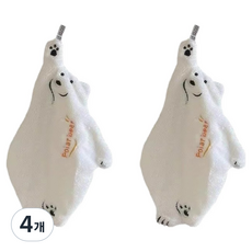 바른리빙 베어 핸드타월, 화이트, 4개