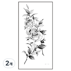 gelluna 黑色花朵身體重點裝飾自助紋身刺青貼紙, 2個, T-49