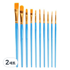 블랙트리 아동용 수채화용 붓 블루 10종 세트, 2세트