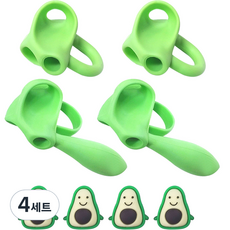 握筆輔助器 4入+兔子公仔 4入組, 4組, 綠色