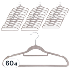 White Rabbit 天鵝絨防滑基本款衣架, 灰色, 60個