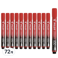 PILOT 百樂 Permanent 油性麥克筆 圓頭 100, 72個, 紅色