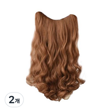 똑딱 긴머리 웨이브 부분가발, 라이트브라운, 2개