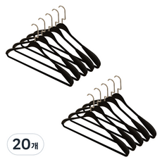 더자카 프리미엄 논슬립 슬림 옷걸이, 블랙, 20개