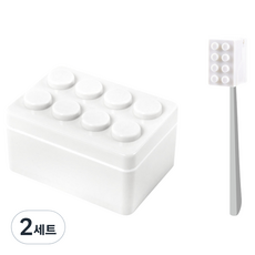 HOHOO 浴室支架掛架 樂高積木牙刷肥皂盒組, 2套, 白色