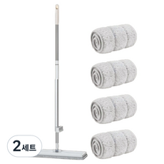 OKORO 免手洗濕拖把清潔拖把 + 拖布4件組, 2套