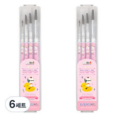 아이비스 붓+팔레트 세트 핑크, 6세트, 2호, 8호, 10호, 15호