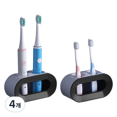 Wonine 免鑽孔黏貼式 2孔牙刷架, 4個, 黑色