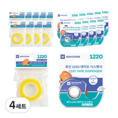화신 테이프 디스펜서 1220 10p + 리필용 테이프 1220 10p 세트, 혼합색상(디스펜서), 4세트