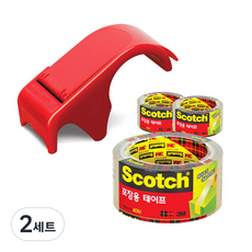 3M Scotch 包裝用膠帶膠台DP-300RD+包裝用膠帶3650 透明 48mm*40m 3捲組, 混合顏色, 2套