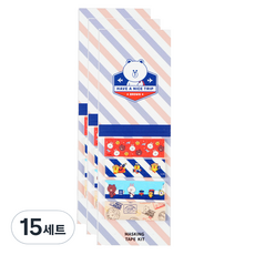 라인프렌즈 브라운앤프렌즈 마스킹 테이프 키트 S 4종 세트 15 x 50 mm, 혼합색상, 15세트