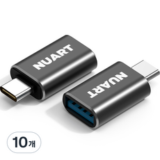 누아트 고출력 C타입-USB 3.0 PD/QC 변환 OTG 젠더, 블랙, 10개