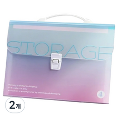 ARTJOY 扣環風琴式13格漸層文件夾, 2個, 藍色