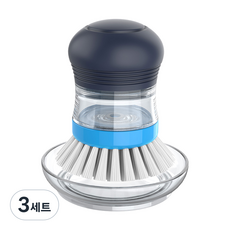 미스터시가 다용도 손잡이형 눌러쓰는 세제 디스펜서 세척 솔 + 홀더 세트, 블루, 3세트