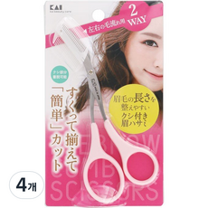 KAI 貝印 附梳子的修眉剪刀 2way 左右對稱 KQ3158, 混色, 4個