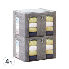 코멧 홈 대용량 프리미엄 와이어 리빙박스 66L, 그레이, 4개