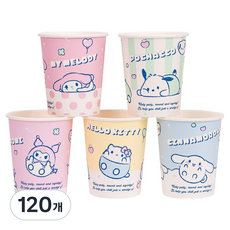 릴팡 산리오 캐릭터즈 일회용 종이컵 랜덤발송 283ml SC8899, 120개, 1개입